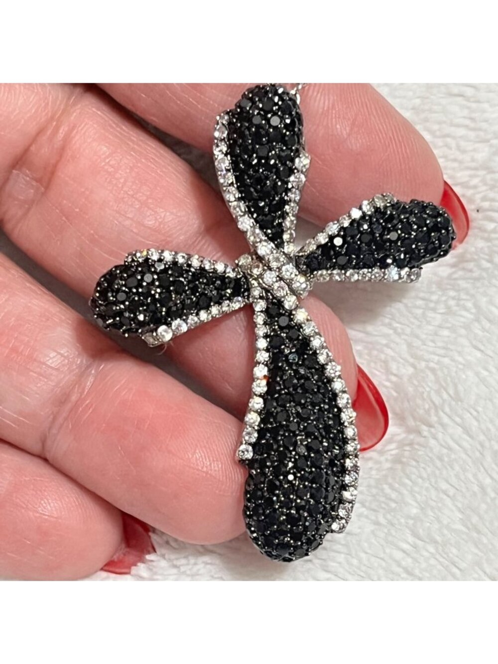 Black diamond cz Cross Pendant Necklace With Elegant Chain